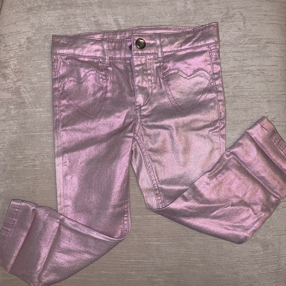 Shiny, metallic skinny jeans